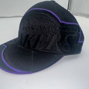 Reebok Los Angeles Lakers Black Purple Embossed Fitted Hat Size‎ 7